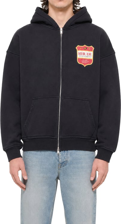 Rhude FILTARO CREST ZIP-UP HOODIE VINTAGE BLACK / RED / YELLOW