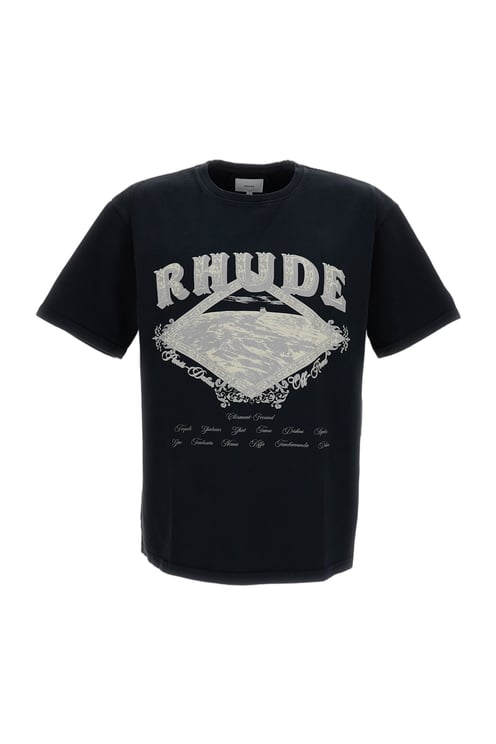 Rhude Oversized Crew Neck T-Shirt with Vintage Dakar Convoy Print