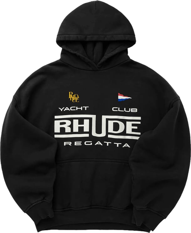 Rhude RHUDE REGATTA CLUB HOODIE VINTAGE ZWART/WIT