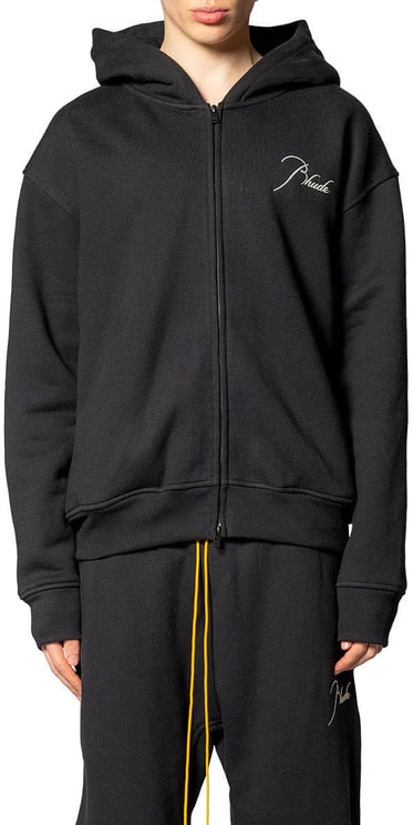 Rhude CLASSIQUE ZIP UP HOODIE BLACK/ WHITE