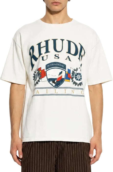 Rhude USA SAILING ICON TEE VINTAGE WHITE/BLACK OS