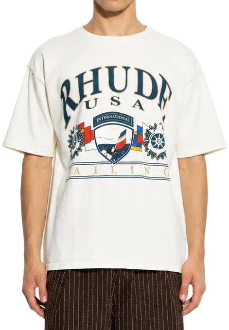 Rhude RHUDE USA SAILING ICON TEE VINTAGE WHITE / BLACK