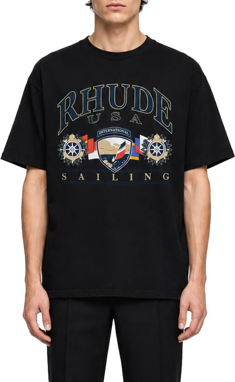 Rhude USA SAILING ICON TEE VINTAGE BLACK/WHITE OS