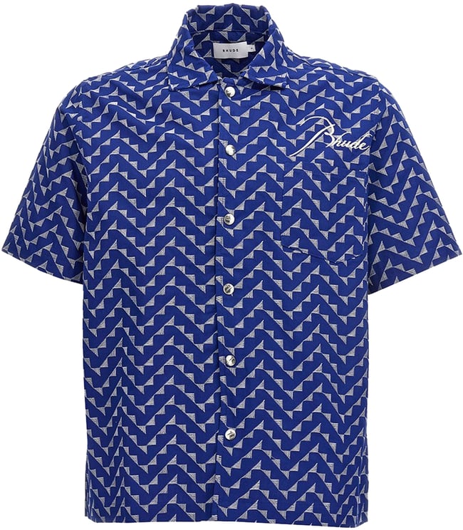 Rhude Rhude Logo Beach Front Shirt (Marineblauw)