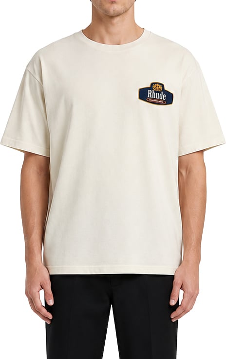 Rhude RACING CREST TEE VINTAGE WHITE/NAVY OS
