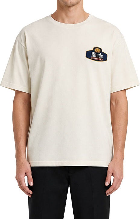 Rhude RACING CREST TEE VINTAGE WHITE/NAVY OS