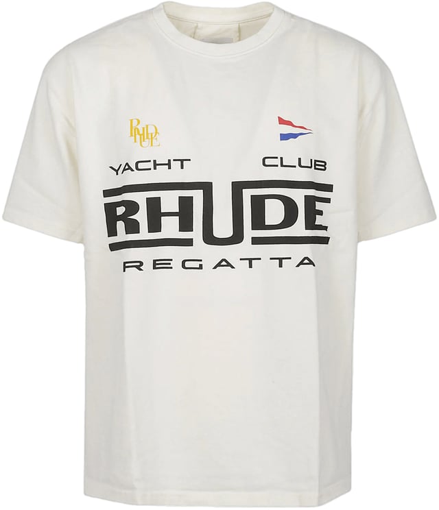 Rhude RHUDE REGATTA CLUB T-SHIRT VINTAGE WIT/ZWART/GROEN