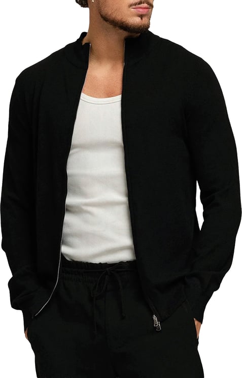 Richesse KNITTED ZIPPER VEST BLACK