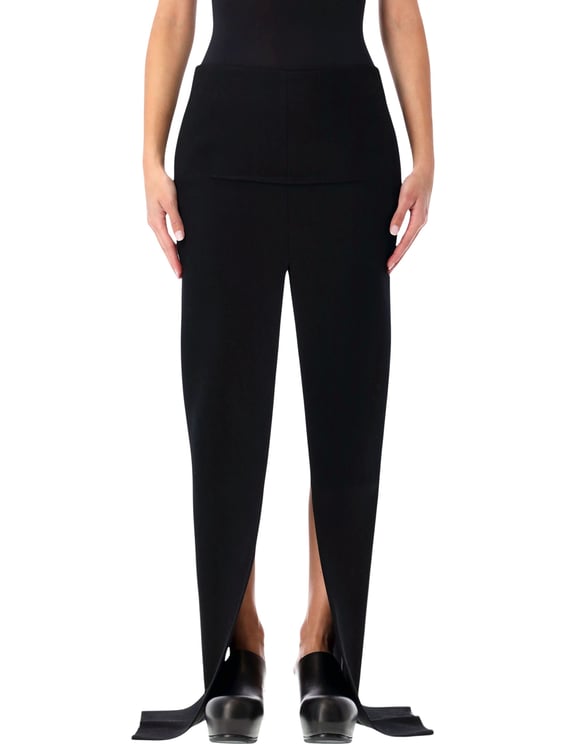 Rick Owens Fitted Black Stretch Wool Skirt
