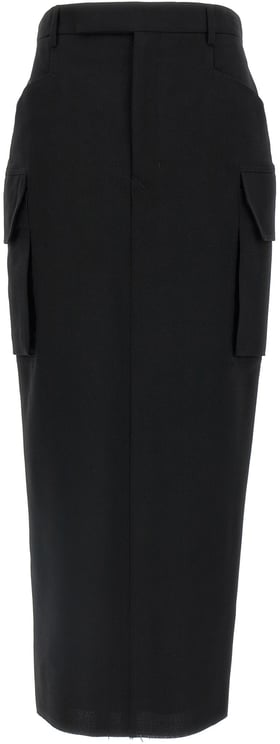 Rick Owens Rick Owens Black Wool Midi Skirt