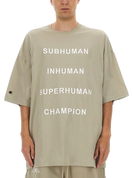 Rick Owens Relaxed Fit Cotton Tee With Contrasting Text