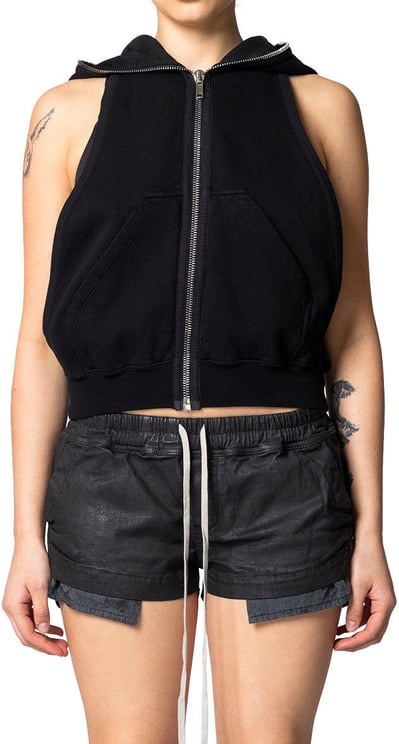 Rick Owens DRKSHDW TOP IN FELPA CYCLOPS GIMP SL HOODIE BLACK