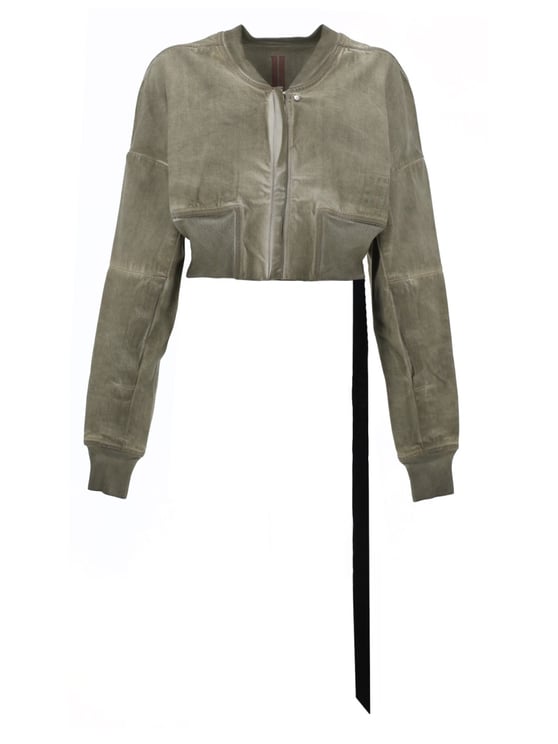 Rick Owens DRKSHDW Denim Flight Cropped Knit Rib Bomber Jacket