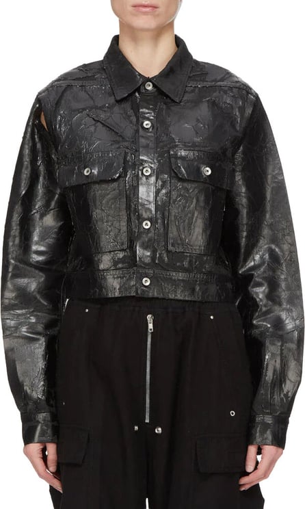 Rick Owens DRKSHDW CAPE SLEEVE CROPPED OUTERSHIRT BLACK