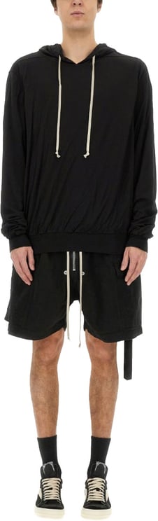Rick Owens DRKSHDW Relaxed Fit Black Hoodie With Drawstring Hood