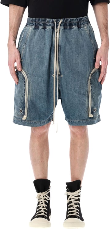 Rick Owens DRKSHDW Rick Owens DRKSHDW indigo denim Bauhaus Pods Cargo Shorts