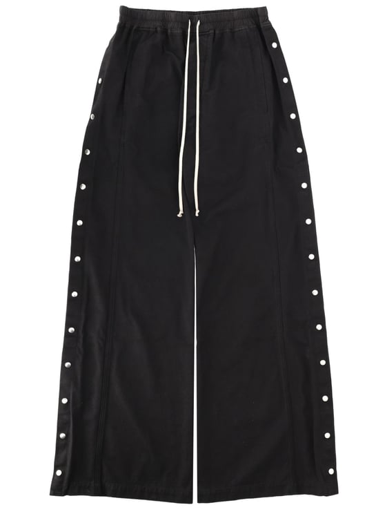 Rick Owens DRKSHDW Wide Pusher Black Cotton Snap Pants