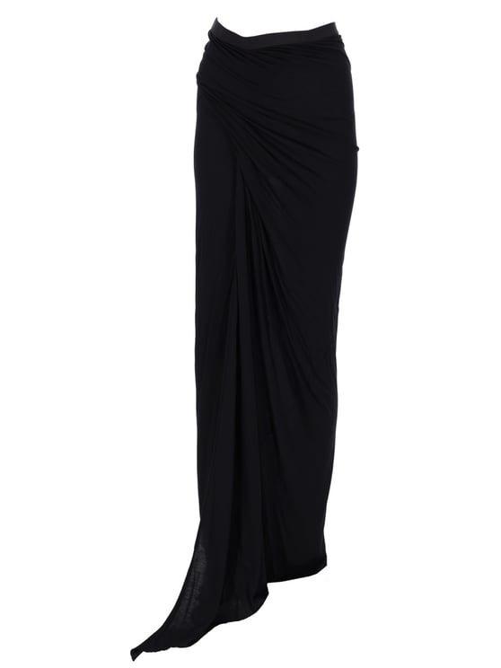 Rick Owens Draped Front Slit Viscose Maxi Skirt