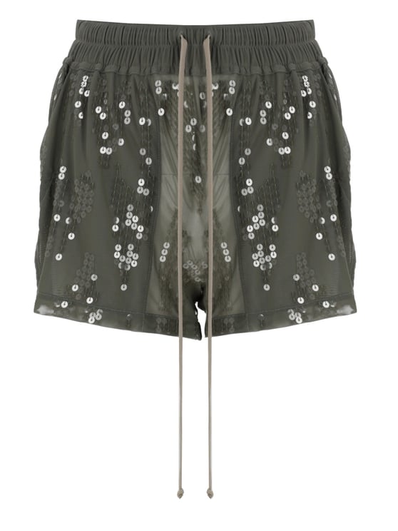 Rick Owens Boxers Scattered Sequins Elastic Waistband Shorts