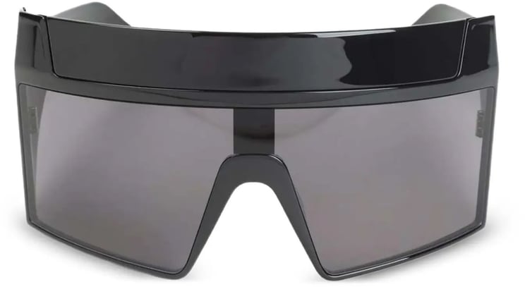 Rick Owens Sunglasses Rev Shiny Black Temples/black Lens
