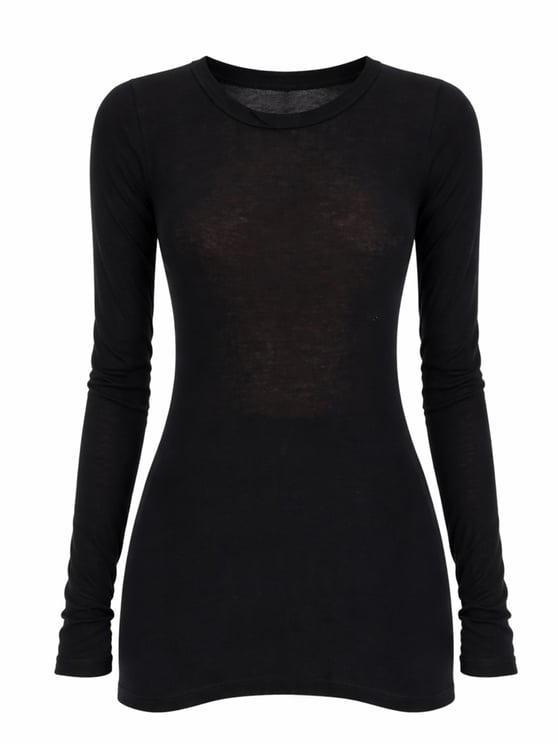 Rick Owens Black Sheer Center Back Seam T-Shirt