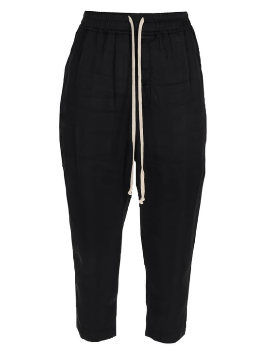 Rick Owens Astaires Cupro Dropped Crotch Cropped Pants