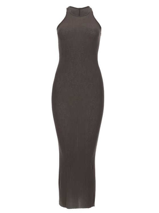 Rick Owens Neutrals Form-Fitting Viscose-Silk Midi Dress