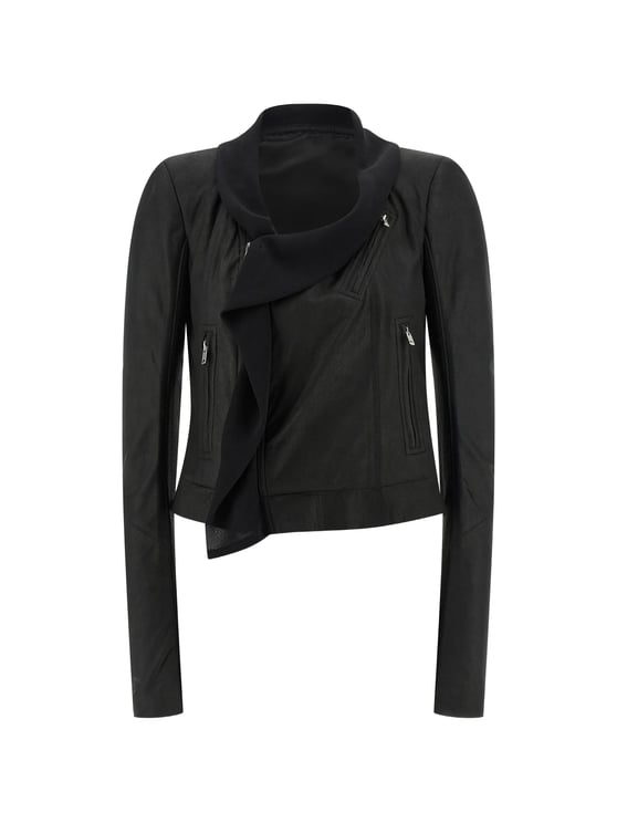 Rick Owens Scarf Biker Cropped Leather Jacket