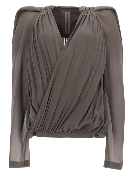 Rick Owens Neutrals Mary Draped Sheer Sleeves Jacket