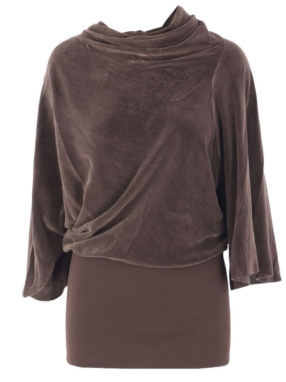 Rick Owens Black Cylinder Draped Viscose-Silk Blouse
