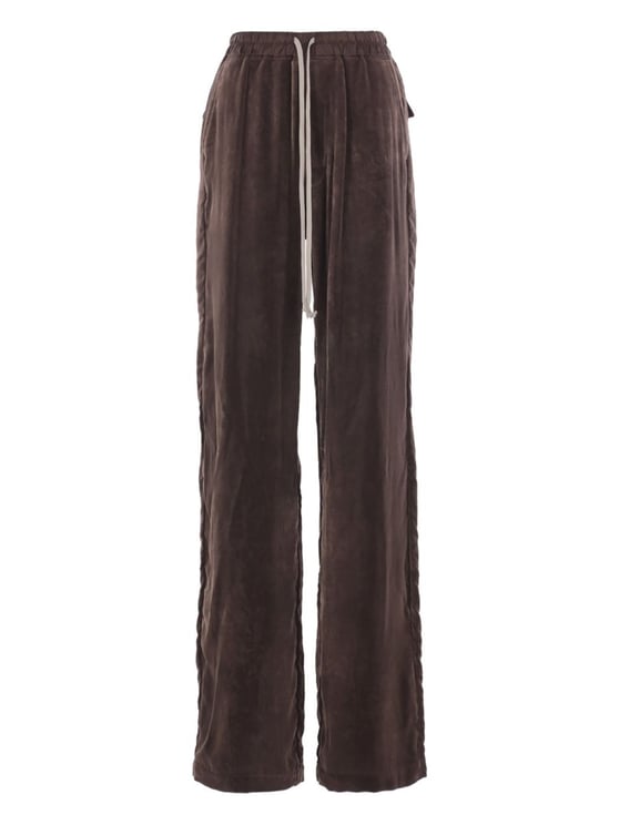 Rick Owens Black Dietrich Velour Wide-Leg Pants
