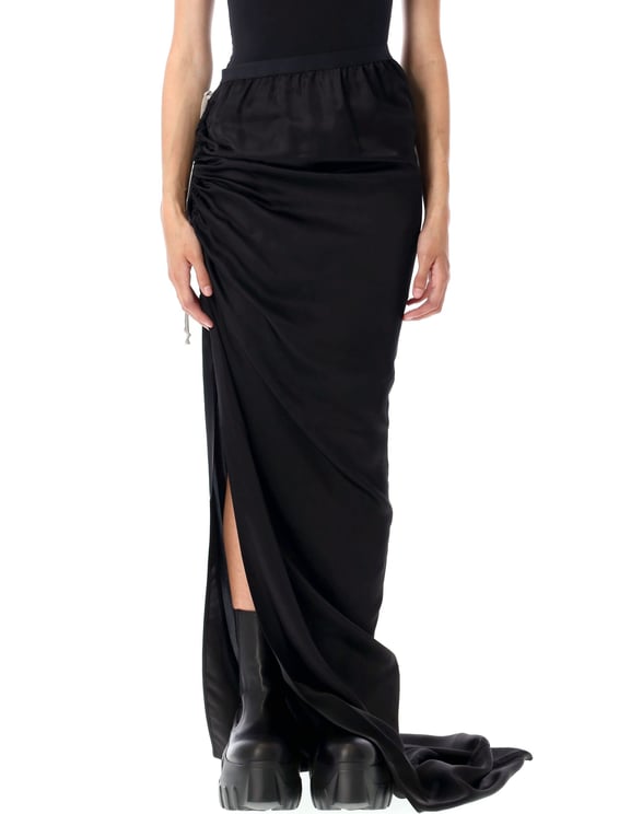 Rick Owens Edfu Long Ruched Black Skirt