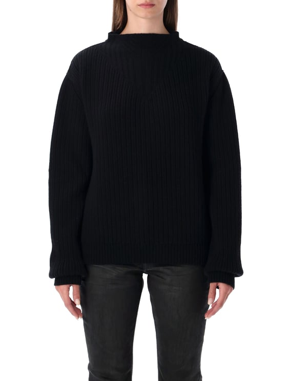 Rick Owens Al Pul Ribbed Knit Open Back Sweater