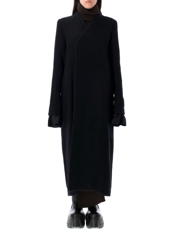 Rick Owens Museum Asymmetrical Long Black Coat