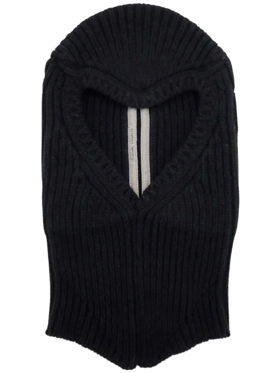 Rick Owens Ribbed Knit Balaclava With Heart-Shaped Cutout