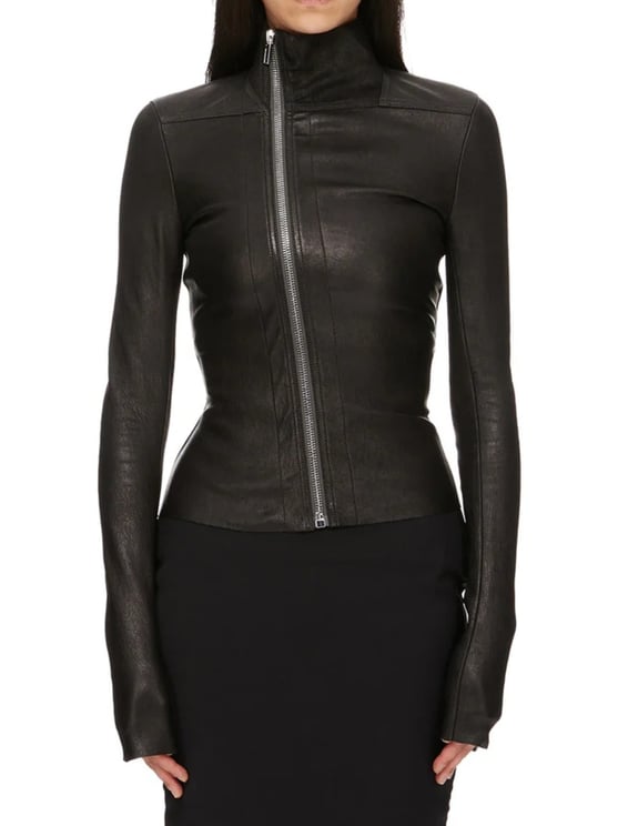 Rick Owens Gary Black Fitted Leather Jacket