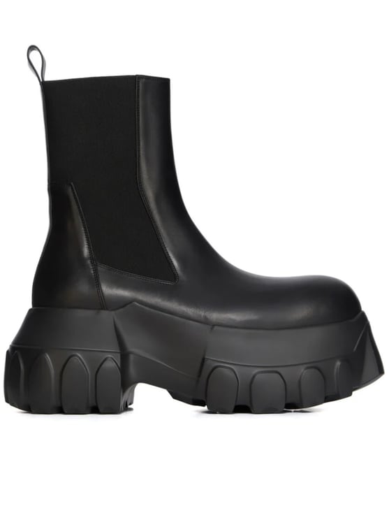 Rick Owens Chunky Black Ankle Boots With Oversized Sole And Utility Design