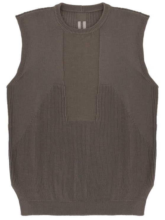 Rick Owens Grey Wool Boxy Textured Knit Top