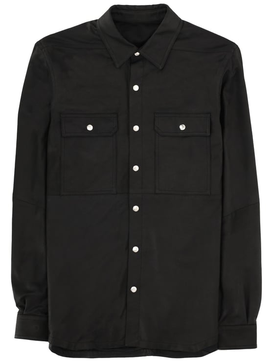 Rick Owens Matte Black Leather Snap Jacket