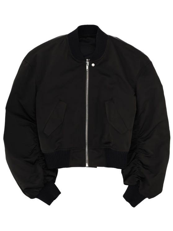 Rick Owens Neutrals Bucket Flight Voluminous Ruched Bomber Jacket