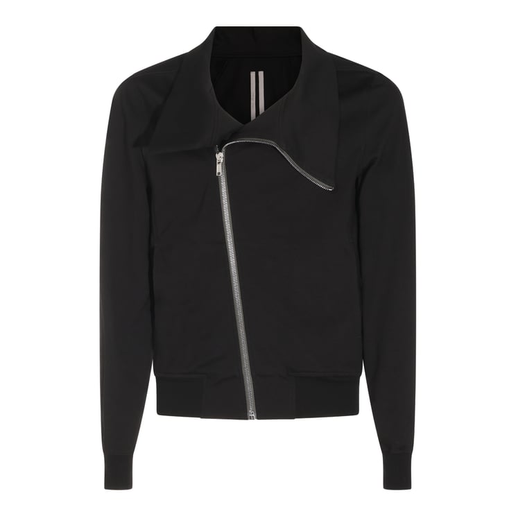 Rick Owens Asymmetrical Front-Zipper Sweater With Structured Collar