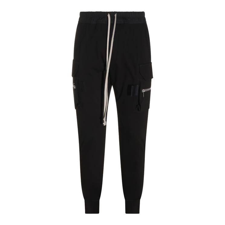 Rick Owens Slim-Fit Cargo Trousers With Ribbed Cuffs And Long Drawstrings