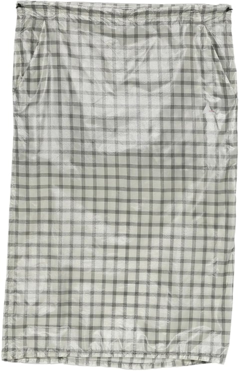 ROA Nia See Through Printed Check Mid Skirt White