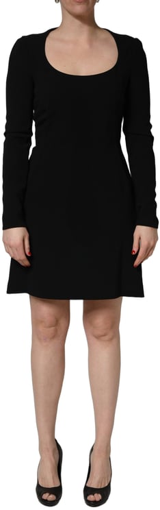 Roberto Cavalli Roberto Cavalli Black Long Sleeves Scoop Neck Mini Dress