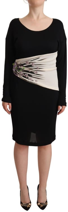 Roberto Cavalli Roberto Cavalli Black Silver Sheath Knee Length Dress