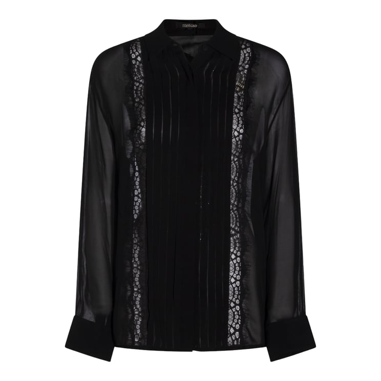 Roberto Cavalli Tailored Black Shirt With Button-Down Front