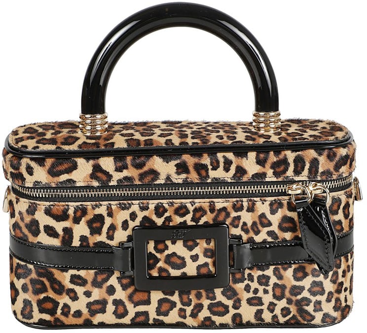 Roger Vivier Rectangular Calfskin Handbag With Leopard Print