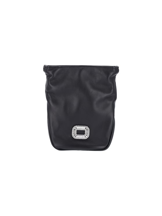 Roger Vivier Black Pilgrim Pocket Crystal Leather Bag