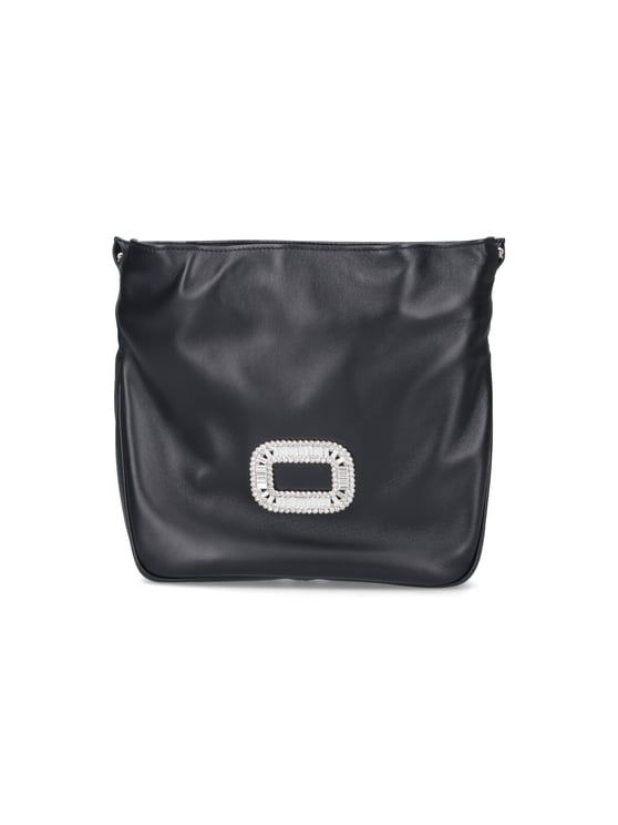 Roger Vivier Black Pilgrim Crystal Nappa Shoulder Bag