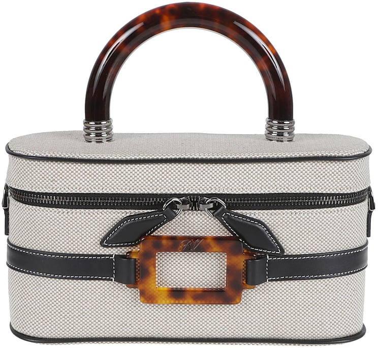 Roger Vivier Textured Fabric Handbag with Tortoiseshell Accents